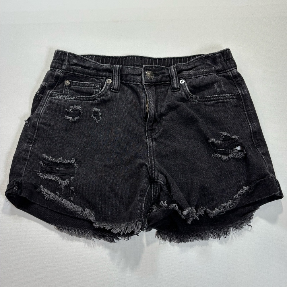 Aerie Black Distressed Jean Shorts